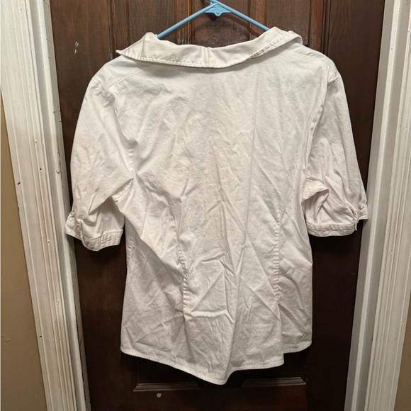 Women’s XL Stretch White Short Sleeve Fred David Button Down Shirt - Picture 3 of 6